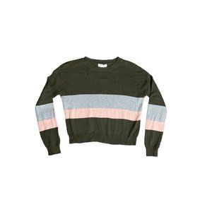 Melrose And Market Sweater Kids Youth Large Knit Striped Long Sleeve Crewneck